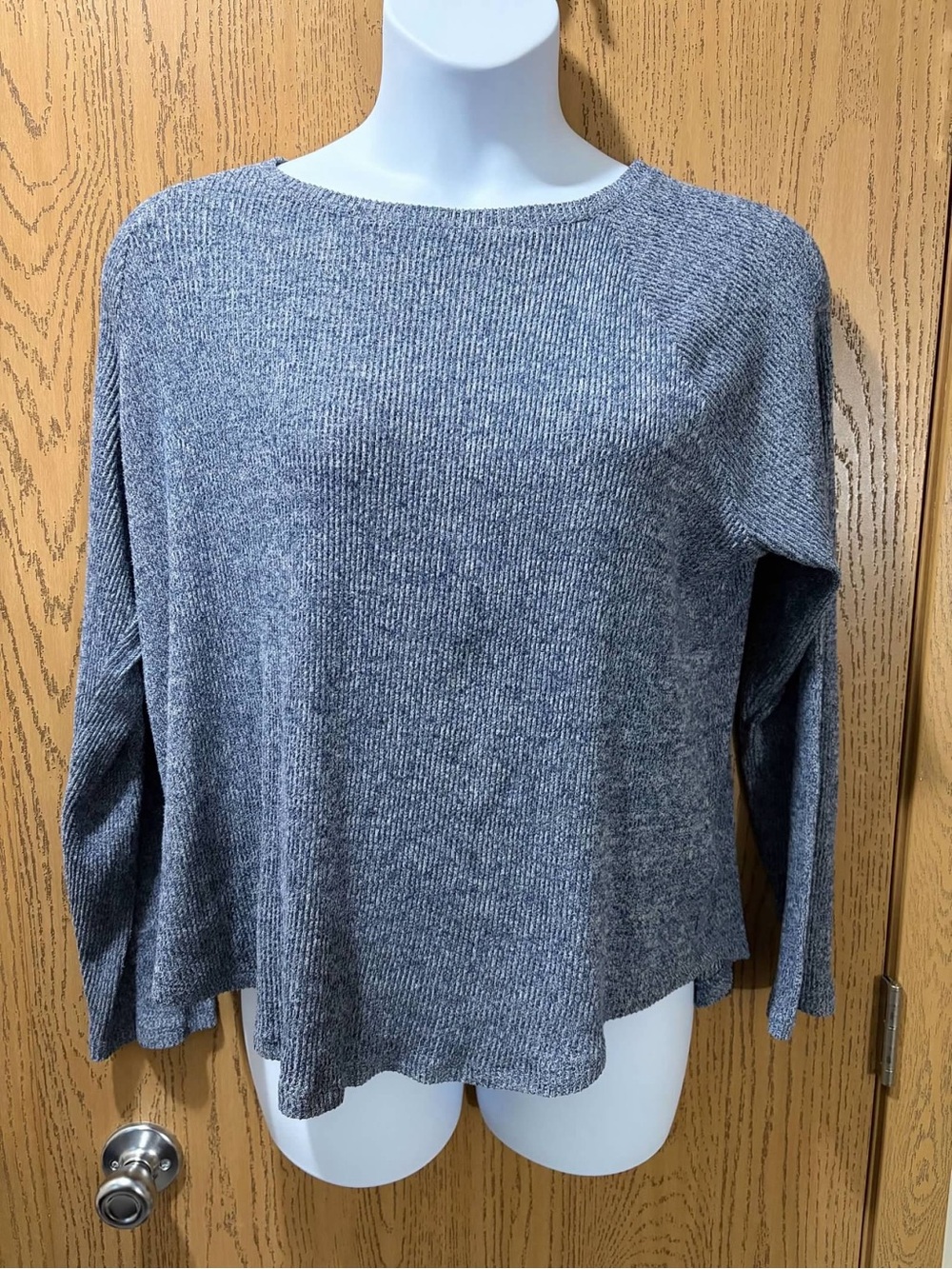 SO XL Blue Marled Ribbed Knit Sweater Relaxed Fit Long Sleeve Pullover